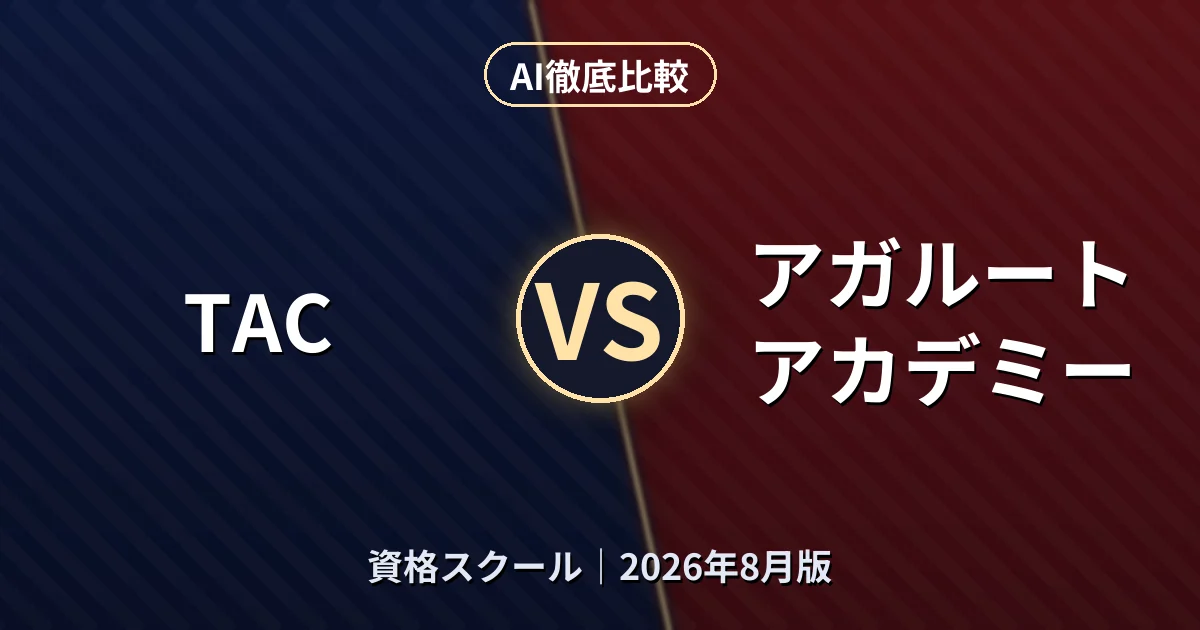 TAC vs アガルートアカデミー|資格スクールAI徹底比較