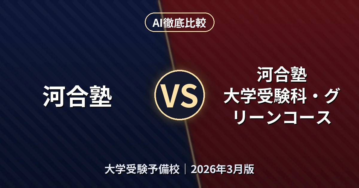 河合塾 河合塾 vs 河合塾 大学受験科・グリーンコース|大学受験予備校AI徹底比較 (2026年3月版)