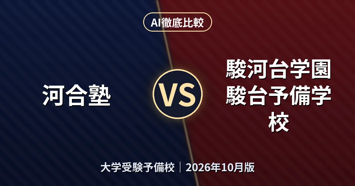 河合塾 vs 駿河台学園 駿台予備学校|大学受験予備校AI徹底比較 (2026年10月版)
